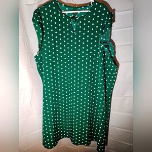 4X Shein Emerald Green summer dress with White Poka Dots New No Tags